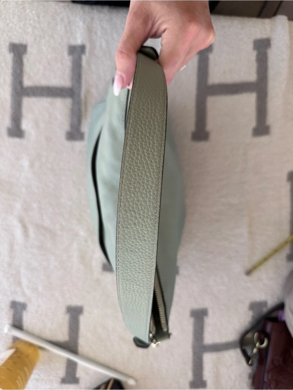 kate spade Pebbled Leather Shoulder Hobo in blue Sage color